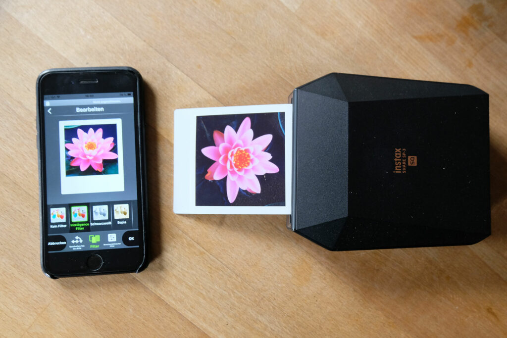 Fujifilm Instax Share App im Einsatz mit dem Instax Share SP-3